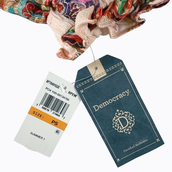 Democracy Puff Sleeve Ruffle-Edge Top PS Ballet Pink Floral Romantic Barbiecore - Picture 7 of 11